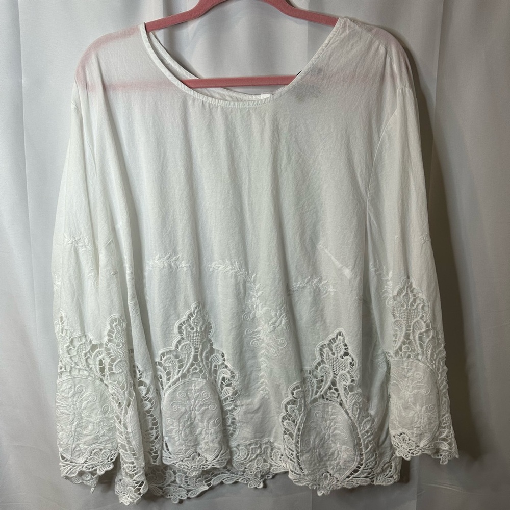 Cynthia Rowley White Lace Trim Top - Picture 2 of 14